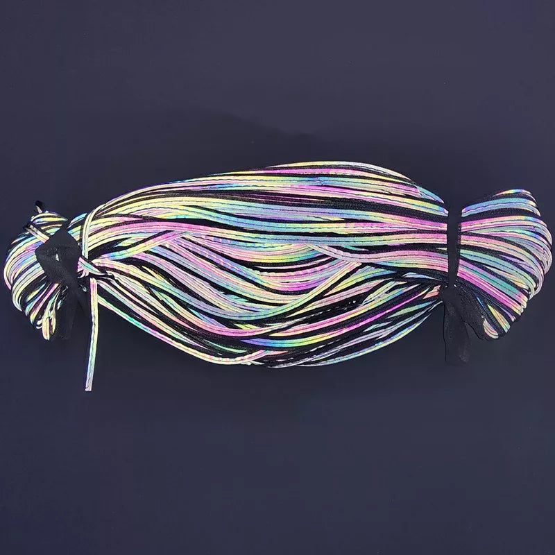 Iridescent Reflective Single-Sided Elastic Piping 幻彩反光单面弹力包边条