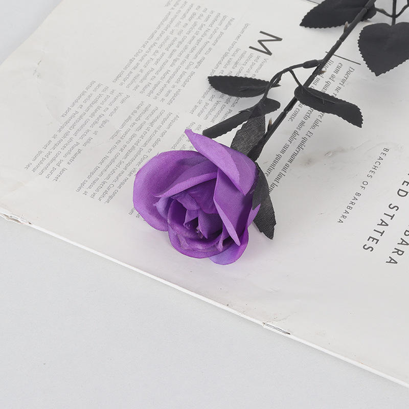 Hot Selling Single Black Magic Simulation Black Rose Halloween Ghost Festival Dress Silk Artificial Flowers