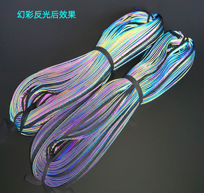 Iridescent Reflective Single-Sided Elastic Piping 幻彩反光单面弹力包边条