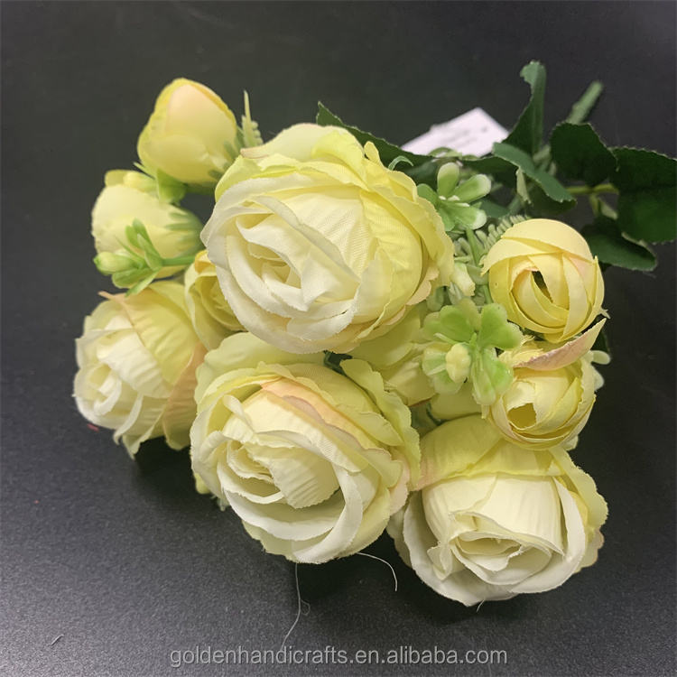 Wholesale High Quality 13 Heads Silk Flower Bunch Artificial Silk Flowers Rose Bouquet for Decoration Wedding