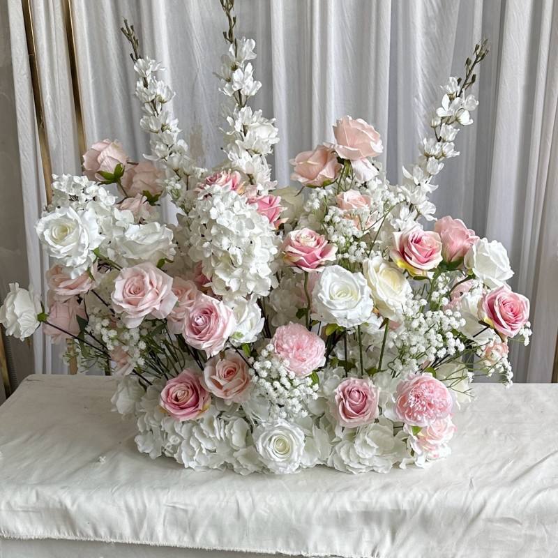 2.5ft Tall Luxurious White Artificial Flowers Decoration Wedding Aisle Flower Runner