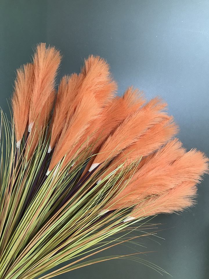 Wholesale 80cm 3 Head Flame Retardant Artificial Reed Pampas Grass Green Plant Put Bundle Flower Ornaments