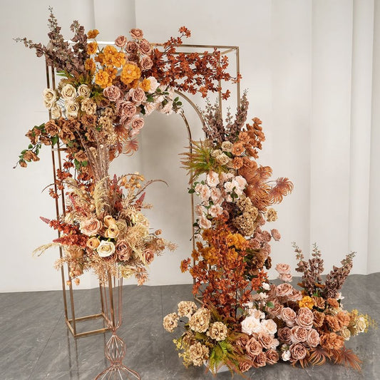 Luxury Modern Artificial Flower Arrangement Square Arch Hanging Floral Decor Table Ground Flower for Wedding Stage Backdrop Prop