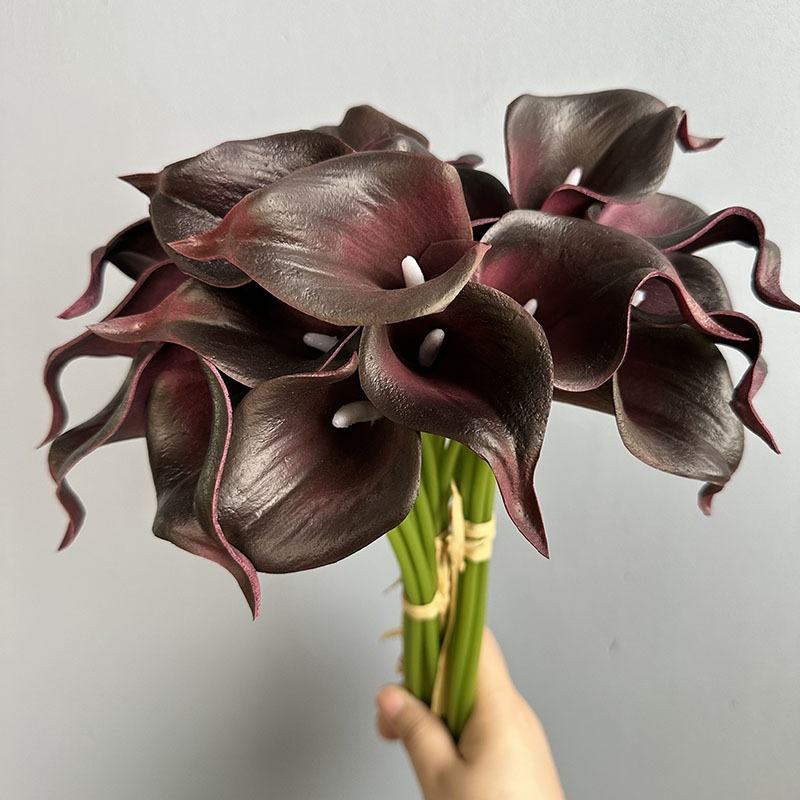 36cm 14inch Mini Calla Lily 7-head Bouquet Bundle Arum Lily Artificial Flowers for Wedding Decoration & Flower Arrangement