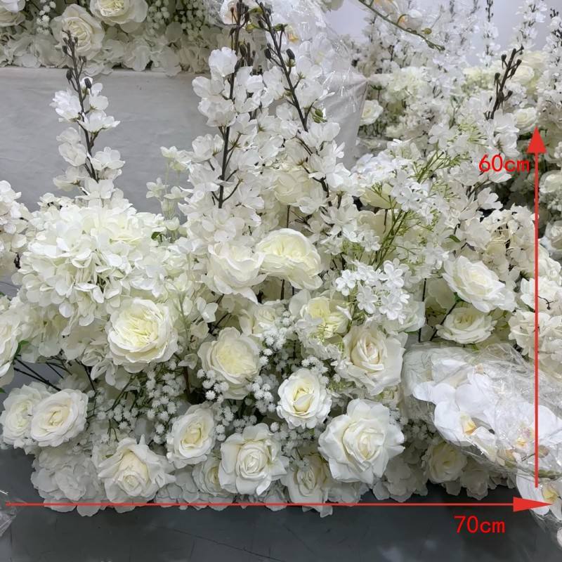 2.5ft Tall Luxurious White Artificial Flowers Decoration Wedding Aisle Flower Runner