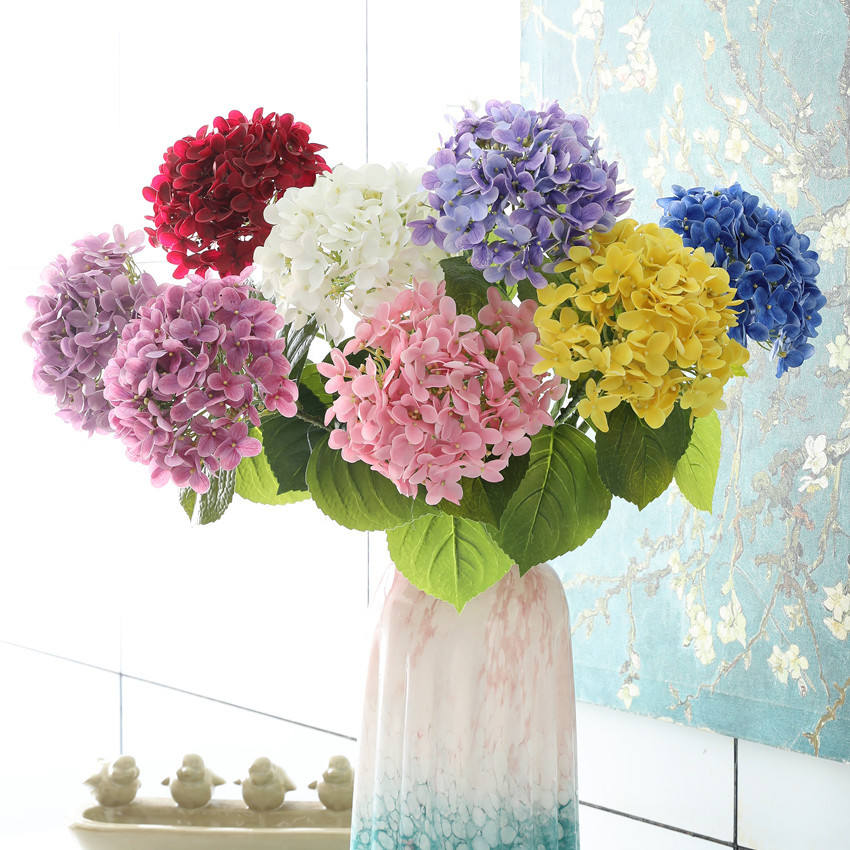 French Hydrangea 62cm Artificial PU Small Berries Autumn Color Series Real Touch Flower Photography Props Artificial Hydrangea