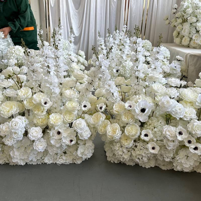2.5ft Tall Luxurious White Artificial Flowers Decoration Wedding Aisle Flower Runner
