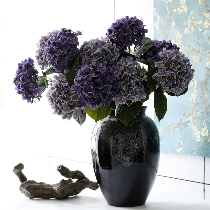 French Hydrangea 62cm Artificial PU Small Berries Autumn Color Series Real Touch Flower Photography Props Artificial Hydrangea