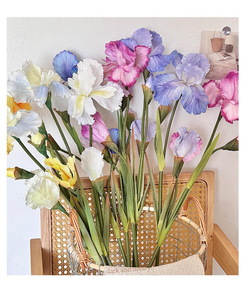 Realistic Handmade 80cm Silk Artificial Iris Flowers for Wedding and Home Arrangement Decoration Table Centerpiece