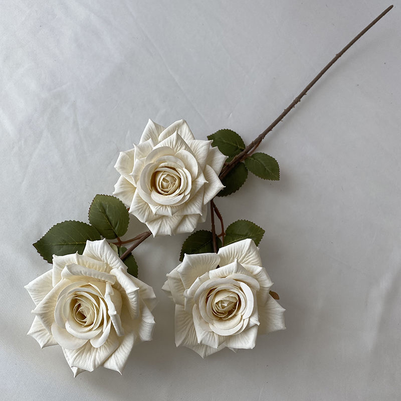 High Quality Artificial Flower 3-head Wenjuan Coated Silk Screen Diamond Rose