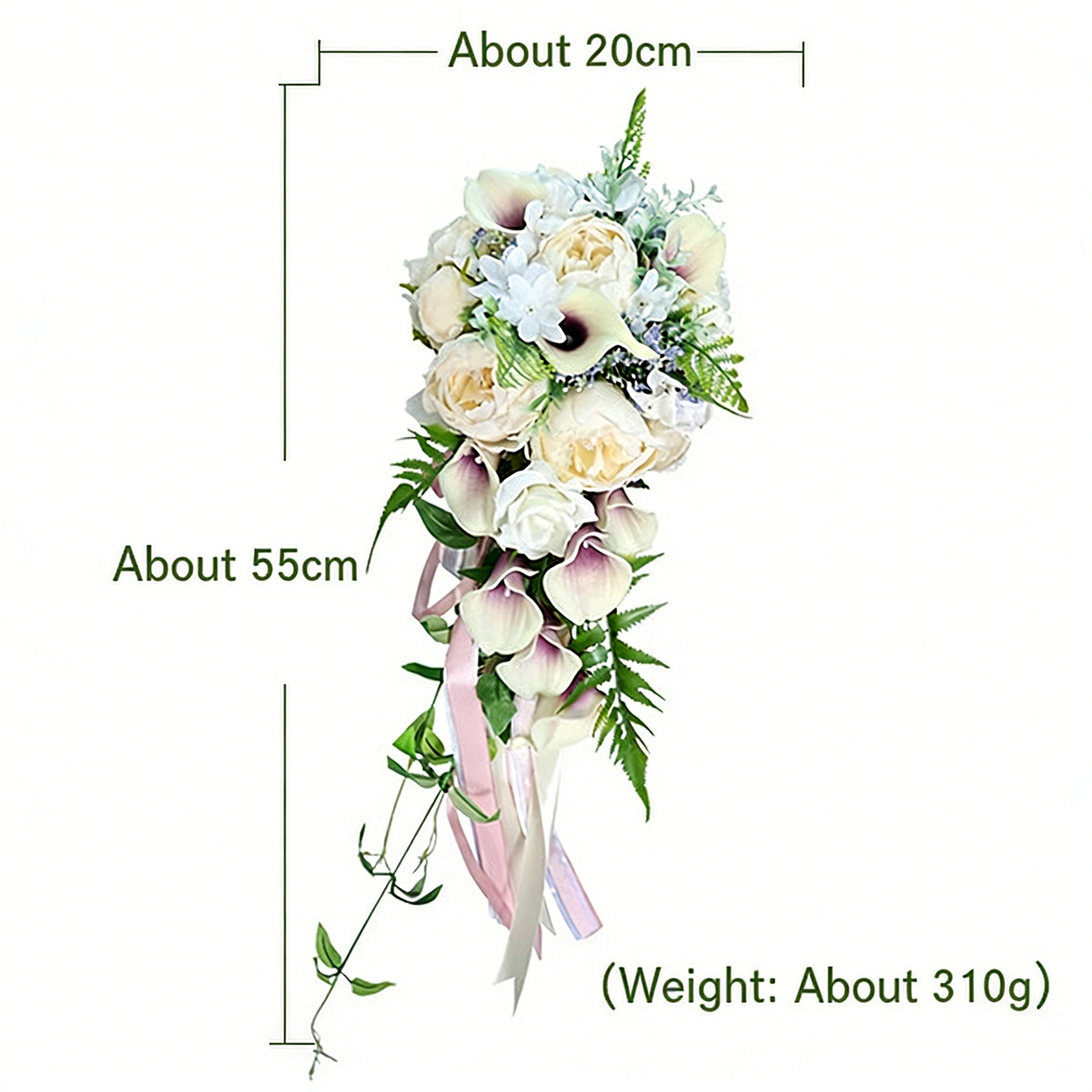 Western-Style Bridal Hand-Tied Bouquet Water-Drop Shape Ivory White Calla Lily Forest-Style Handmade Wedding Artificial Flowers