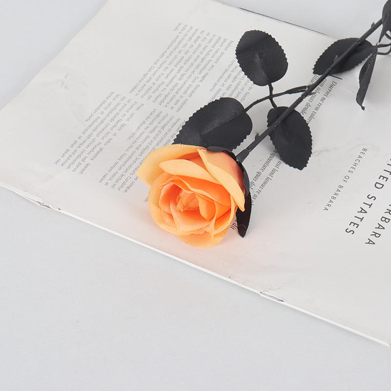 Hot Selling Single Black Magic Simulation Black Rose Halloween Ghost Festival Dress Silk Artificial Flowers