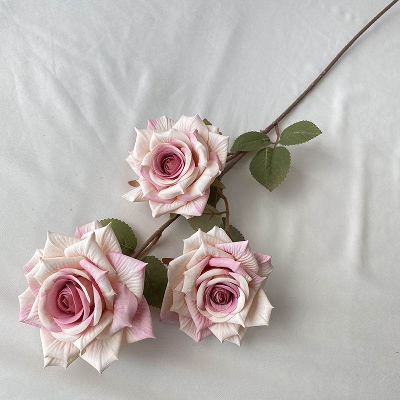 High Quality Artificial Flower 3-head Wenjuan Coated Silk Screen Diamond Rose
