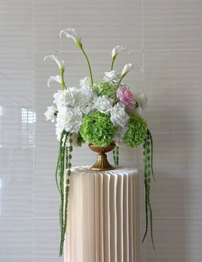 High Quality Artificial Flower Ball Real Touch Flowers Hydrangea Centerpiece White Calla Lily Arrangement Amaranthus Hanging