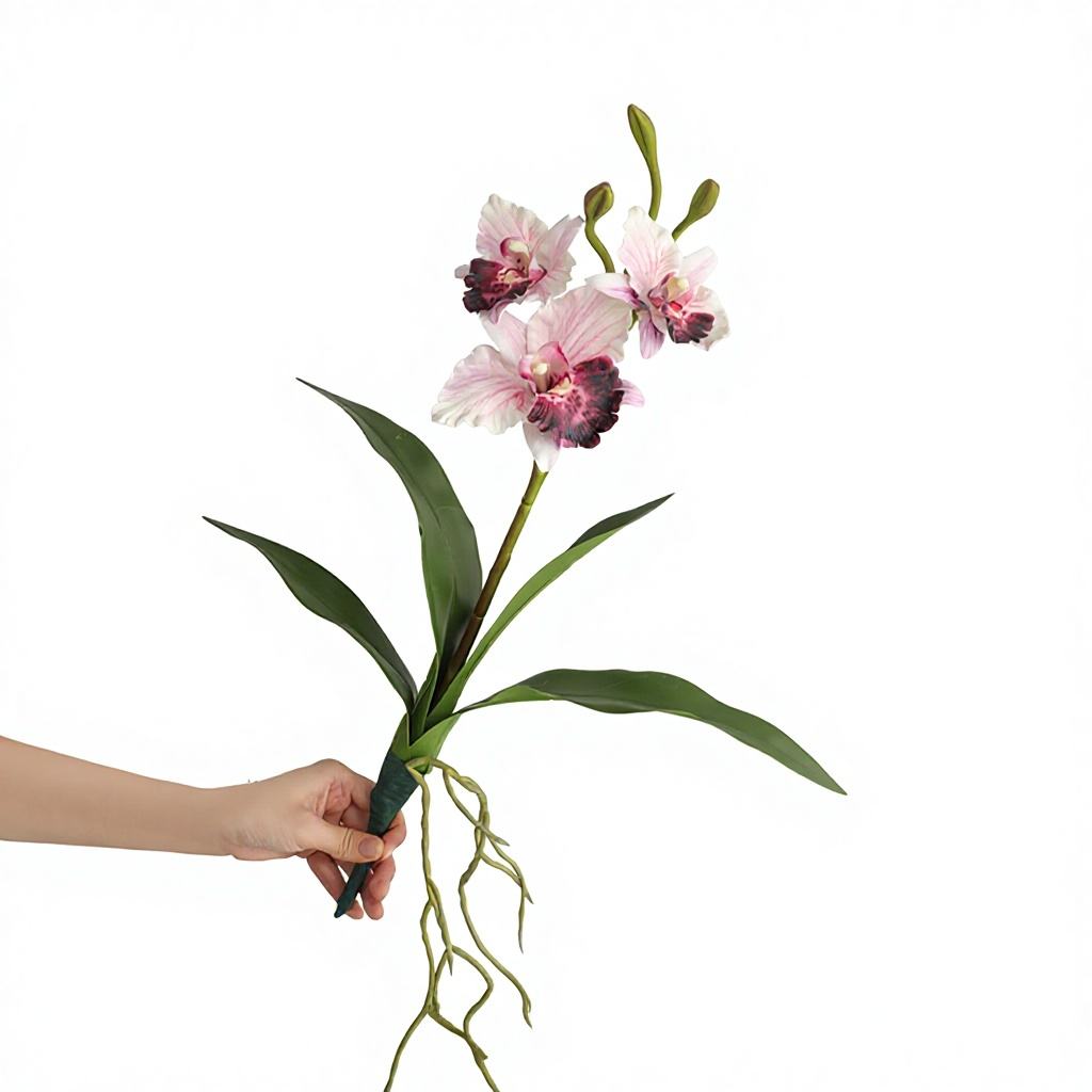 Zen-Style Tea Room Ornament Simulated Touch Leaves 3D Printed Polyester Phalaenopsis Orchid Artificial Flower Bouquet for