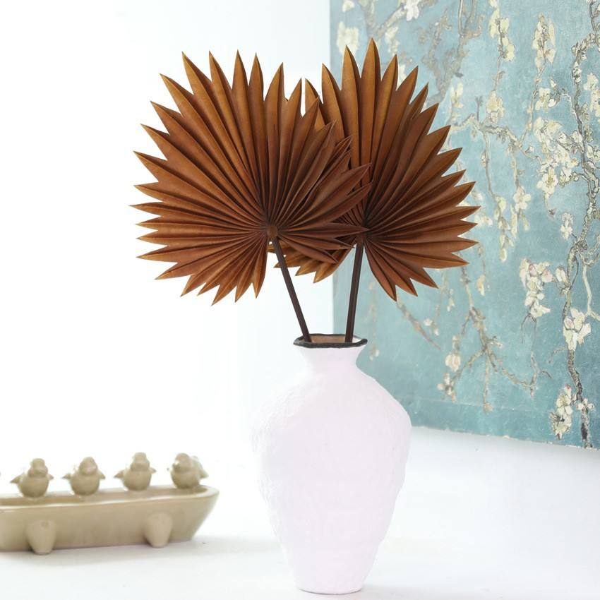 Artificial Palm Leaves Fan-Shaped PU Faux Flowers Wedding Decor Backdrops Folding Fans Indoor Use Home Artistic Embellishment