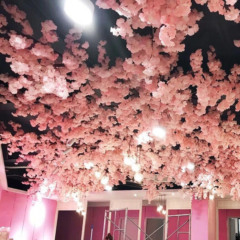 Customized Vines Artificial Hanging Flowers Ceiling Decoration Luxury Wedding Ivory Red Wisteria Hanging Floral Ceilings Decor