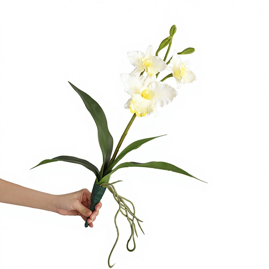 Zen-Style Tea Room Ornament Simulated Touch Leaves 3D Printed Polyester Phalaenopsis Orchid Artificial Flower Bouquet for