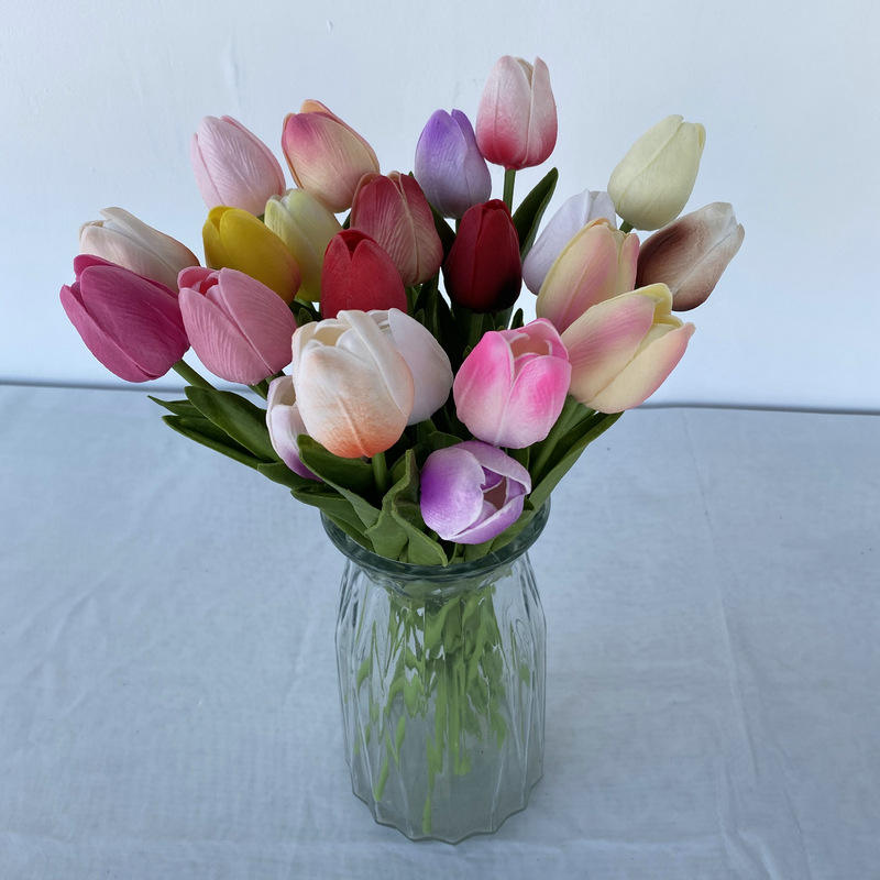 Direct Wholesale Good Quality a Single Soft Rubber Tulip Decor Outdoor Artificial Flowers