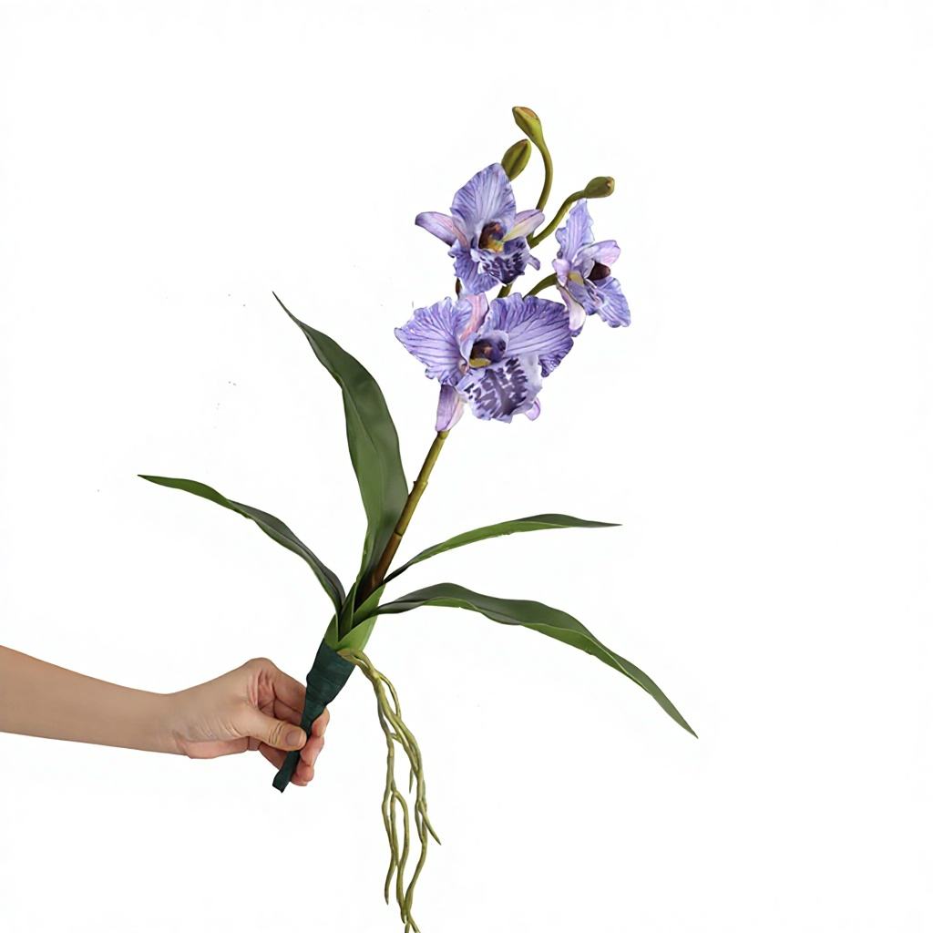 Zen-Style Tea Room Ornament Simulated Touch Leaves 3D Printed Polyester Phalaenopsis Orchid Artificial Flower Bouquet for