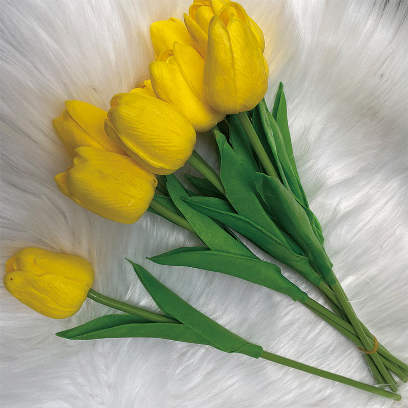 Direct Wholesale Good Quality a Single Soft Rubber Tulip Decor Outdoor Artificial Flowers