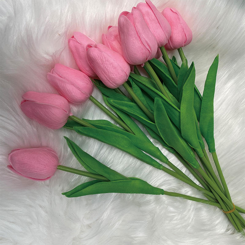 Direct Wholesale Good Quality a Single Soft Rubber Tulip Decor Outdoor Artificial Flowers