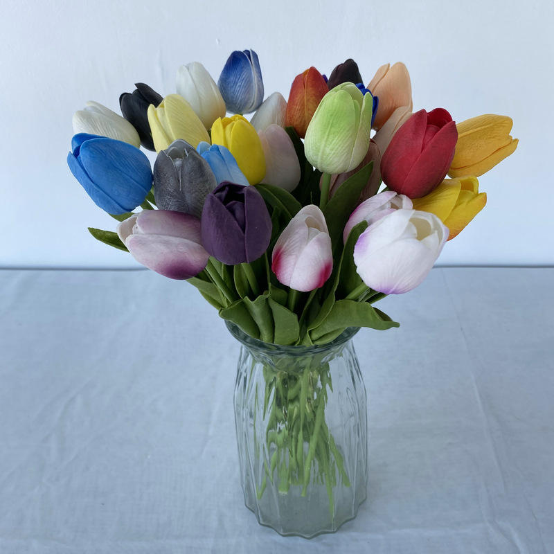 Direct Wholesale Good Quality a Single Soft Rubber Tulip Decor Outdoor Artificial Flowers