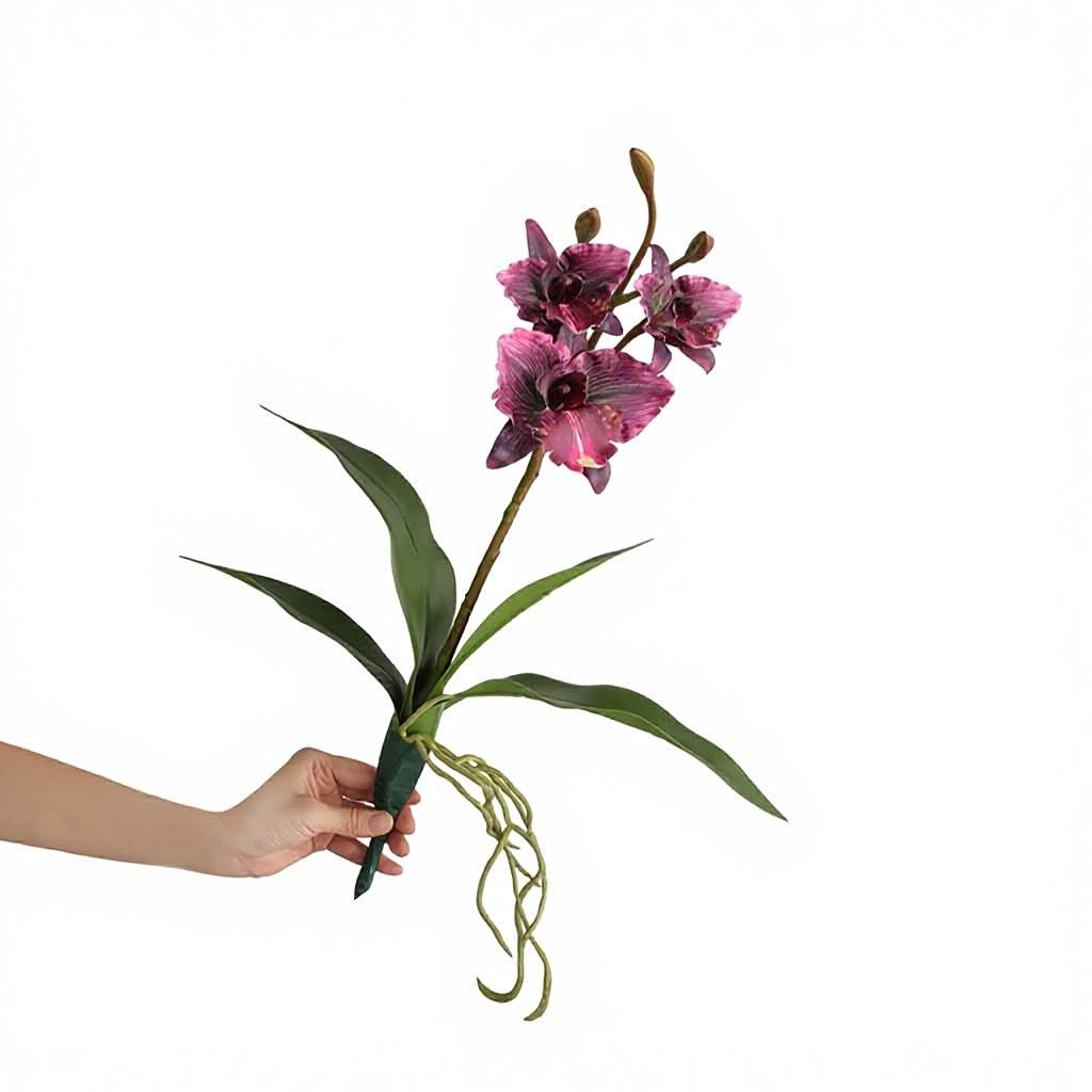 Zen-Style Tea Room Ornament Simulated Touch Leaves 3D Printed Polyester Phalaenopsis Orchid Artificial Flower Bouquet for