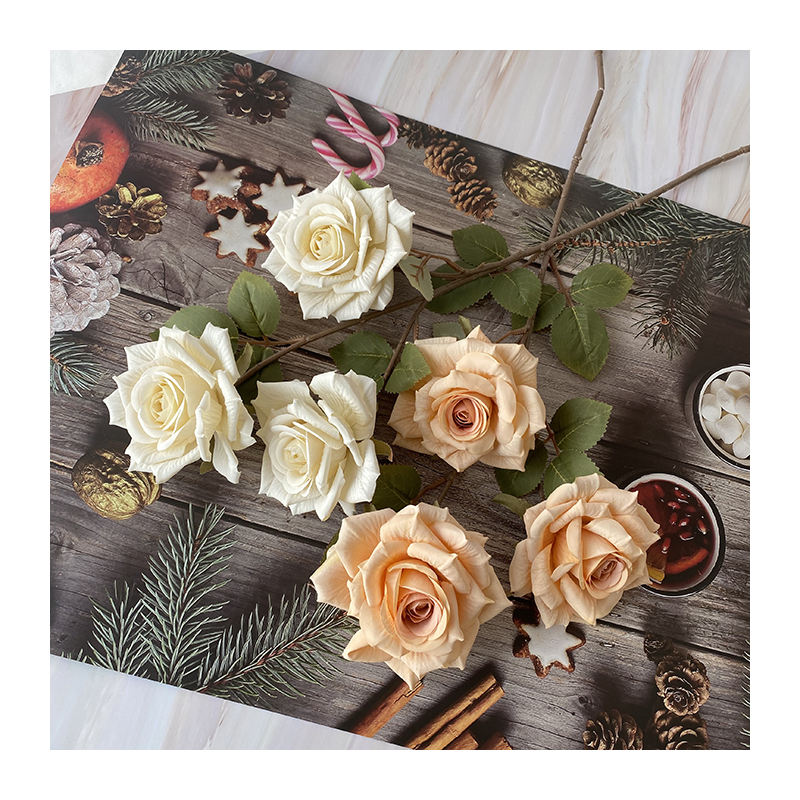 High Quality Artificial Flower 3-head Wenjuan Coated Silk Screen Diamond Rose