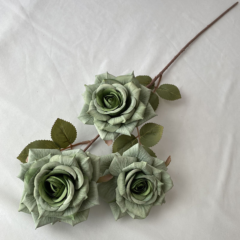 High Quality Artificial Flower 3-head Wenjuan Coated Silk Screen Diamond Rose