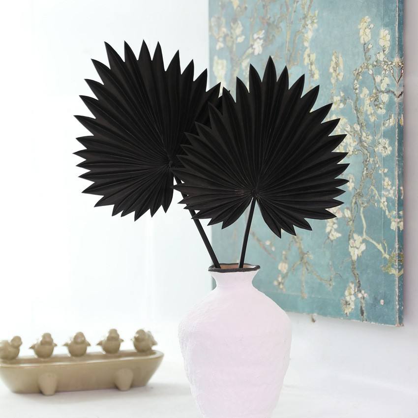 Artificial Palm Leaves Fan-Shaped PU Faux Flowers Wedding Decor Backdrops Folding Fans Indoor Use Home Artistic Embellishment