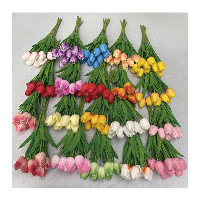Direct Wholesale Good Quality a Single Soft Rubber Tulip Decor Outdoor Artificial Flowers