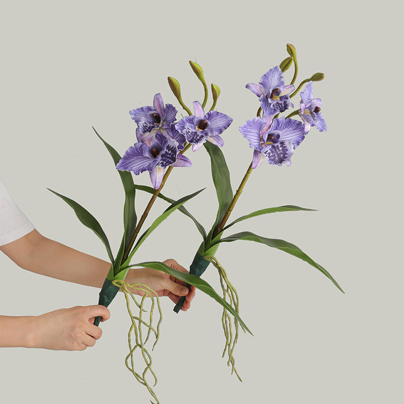 Zen-Style Tea Room Ornament Simulated Touch Leaves 3D Printed Polyester Phalaenopsis Orchid Artificial Flower Bouquet for