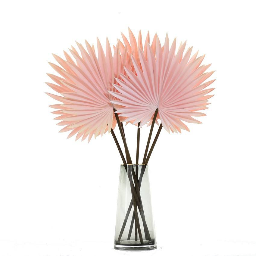 Artificial Palm Leaves Fan-Shaped PU Faux Flowers Wedding Decor Backdrops Folding Fans Indoor Use Home Artistic Embellishment