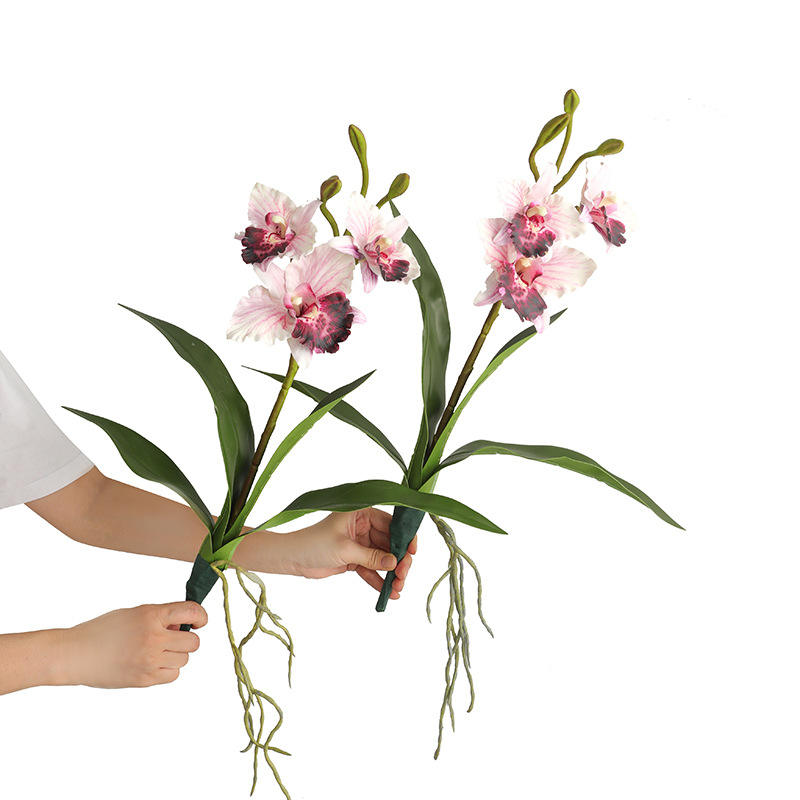 Zen-Style Tea Room Ornament Simulated Touch Leaves 3D Printed Polyester Phalaenopsis Orchid Artificial Flower Bouquet for