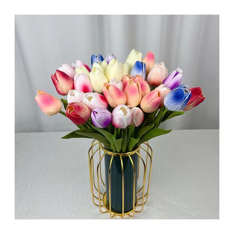 Direct Wholesale Good Quality a Single Soft Rubber Tulip Decor Outdoor Artificial Flowers