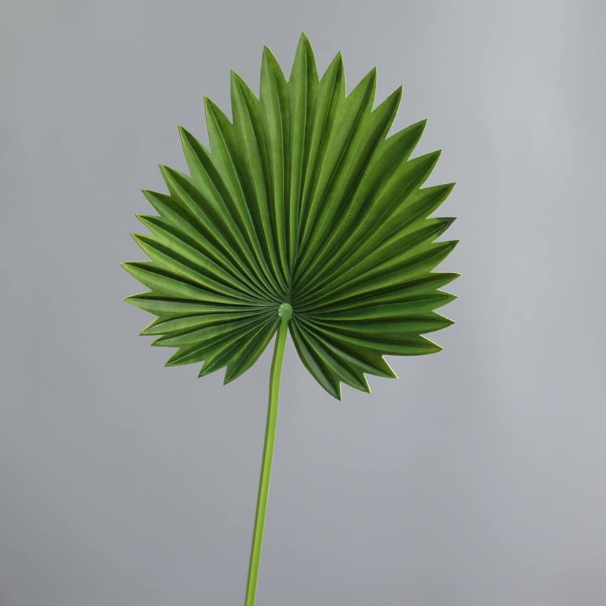 Artificial Palm Leaves Fan-Shaped PU Faux Flowers Wedding Decor Backdrops Folding Fans Indoor Use Home Artistic Embellishment