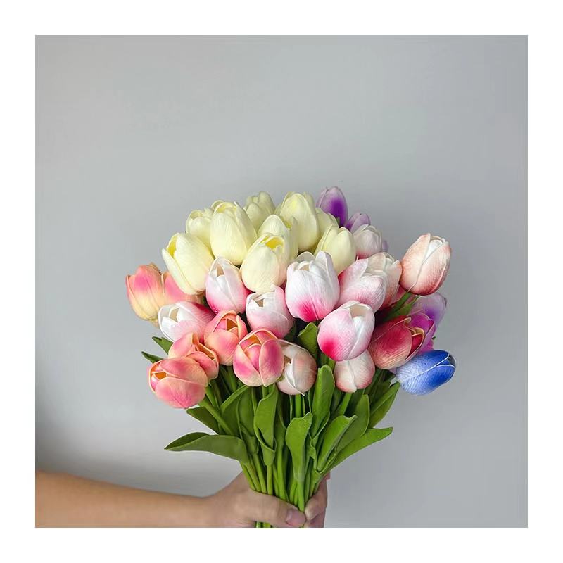 Direct Wholesale Good Quality a Single Soft Rubber Tulip Decor Outdoor Artificial Flowers