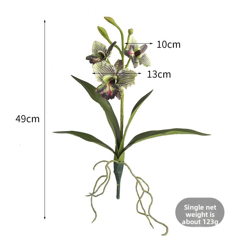 Zen-Style Tea Room Ornament Simulated Touch Leaves 3D Printed Polyester Phalaenopsis Orchid Artificial Flower Bouquet for