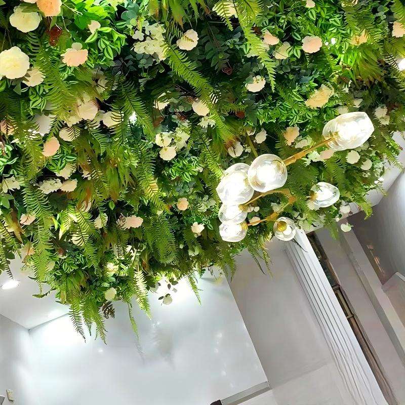 Customized Vines Artificial Hanging Flowers Ceiling Decoration Luxury Wedding Ivory Red Wisteria Hanging Floral Ceilings Decor