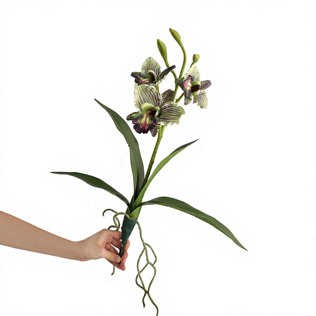 Zen-Style Tea Room Ornament Simulated Touch Leaves 3D Printed Polyester Phalaenopsis Orchid Artificial Flower Bouquet for