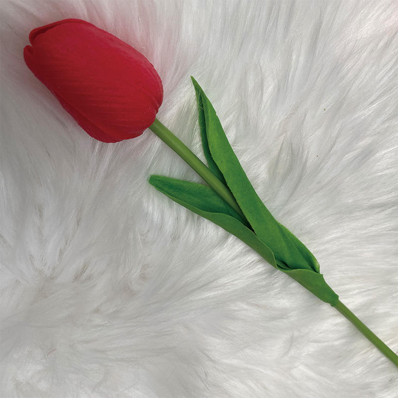 Direct Wholesale Good Quality a Single Soft Rubber Tulip Decor Outdoor Artificial Flowers