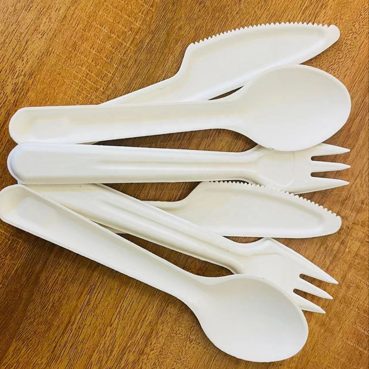 100% Biodegradable Compostable Sugarcane Bagasse Fiber Plant Paper Pulp Fork Knife Spoon Cutlery