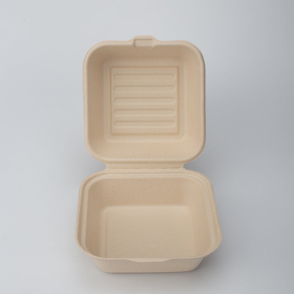 Eco-Friendly Pulp Mould Takeaway Packaging Disposable Sugarcane Bagasse Burger Box Biodegradable