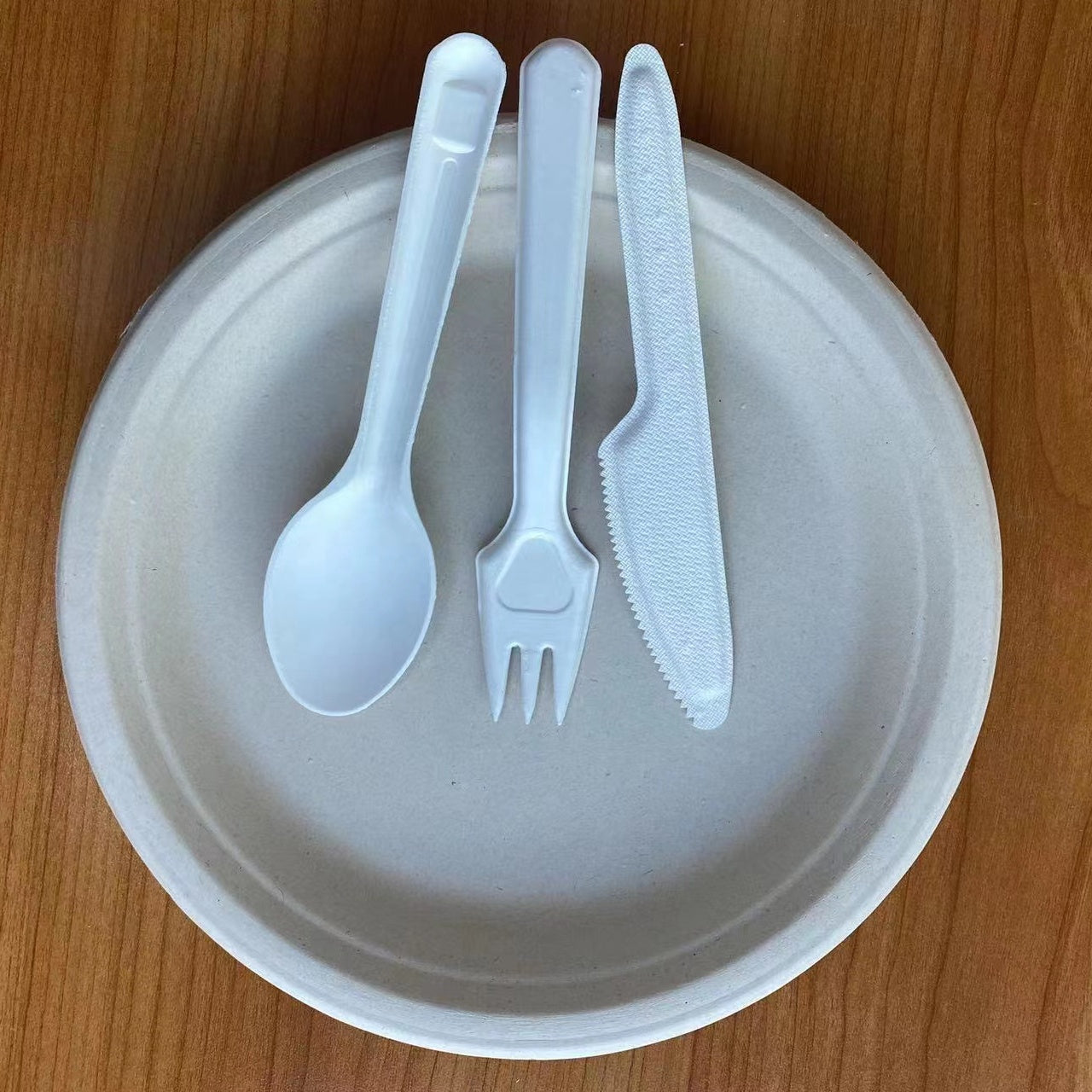 100% Biodegradable Compostable Sugarcane Bagasse Fiber Plant Paper Pulp Fork Knife Spoon Cutlery